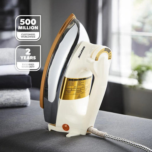 Geepas GDI23011 Heavy Weight Dry Iron – 1200W with Non-Stick Teflon Soleplate, Smooth Glide Design