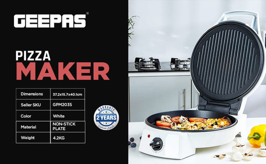 Geepas GPM-2035N 1800W Electric Pizza Maker – 32cm Non-Stick Plate with 180° Open Grill