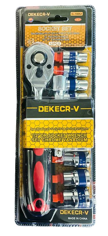 DECKER-V 12-Piece Ratchet Combination Set, Short Sleeve Design